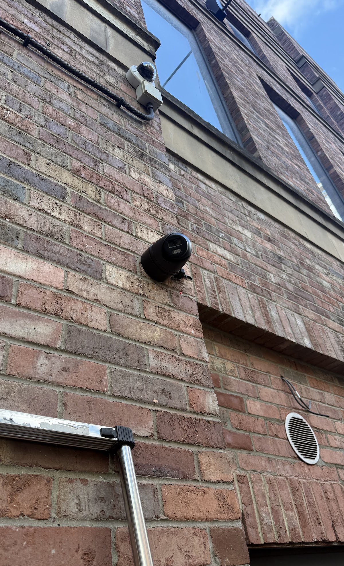 Exterior CCTV cameras outside a commercial building